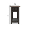 24 Inch Side End Table Black Wood Base Power Socket and USB Chargers By Casagear Home BM296518