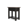 24 Inch Side End Table, Black Wood Base, Power Socket and USB Chargers By Casagear Home