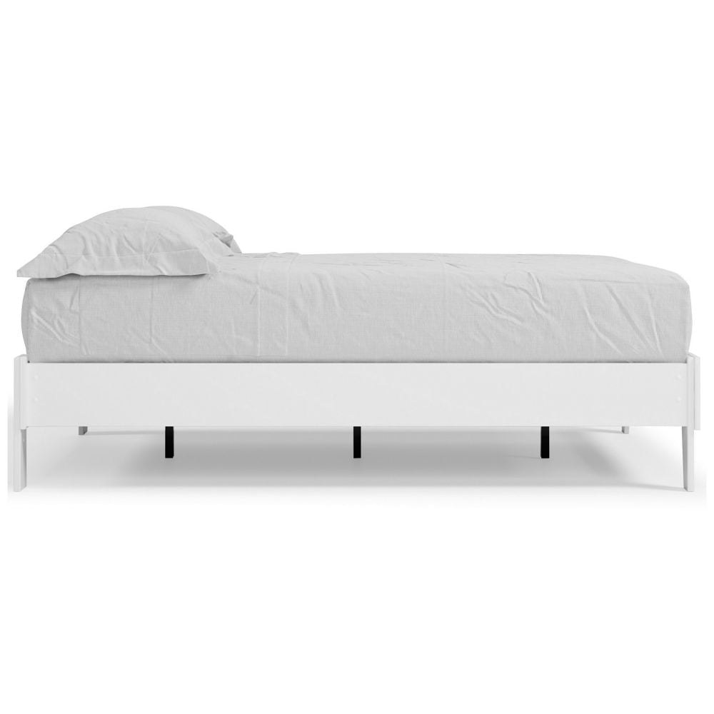 Asher Full Sized Platform Bed Modern Silhouette Matte White Wood Frame By Casagear Home BM296529