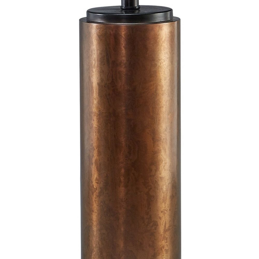 30 Inch Modern Table Lamp Cylindrical Brass Metal Base Black Drum Shade By Casagear Home BM296541