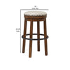 Zane 30 Inch Backless Swivel Barstool Round Beige Seat Brown Wood Frame By Casagear Home BM296563