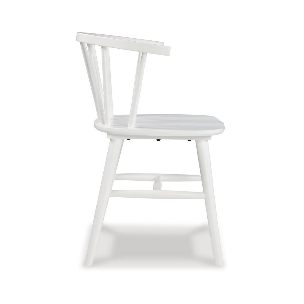 22 Inch Set of 2 Dining Chairs Spindle Backrest Matte White Wood Design By Casagear Home BM296573