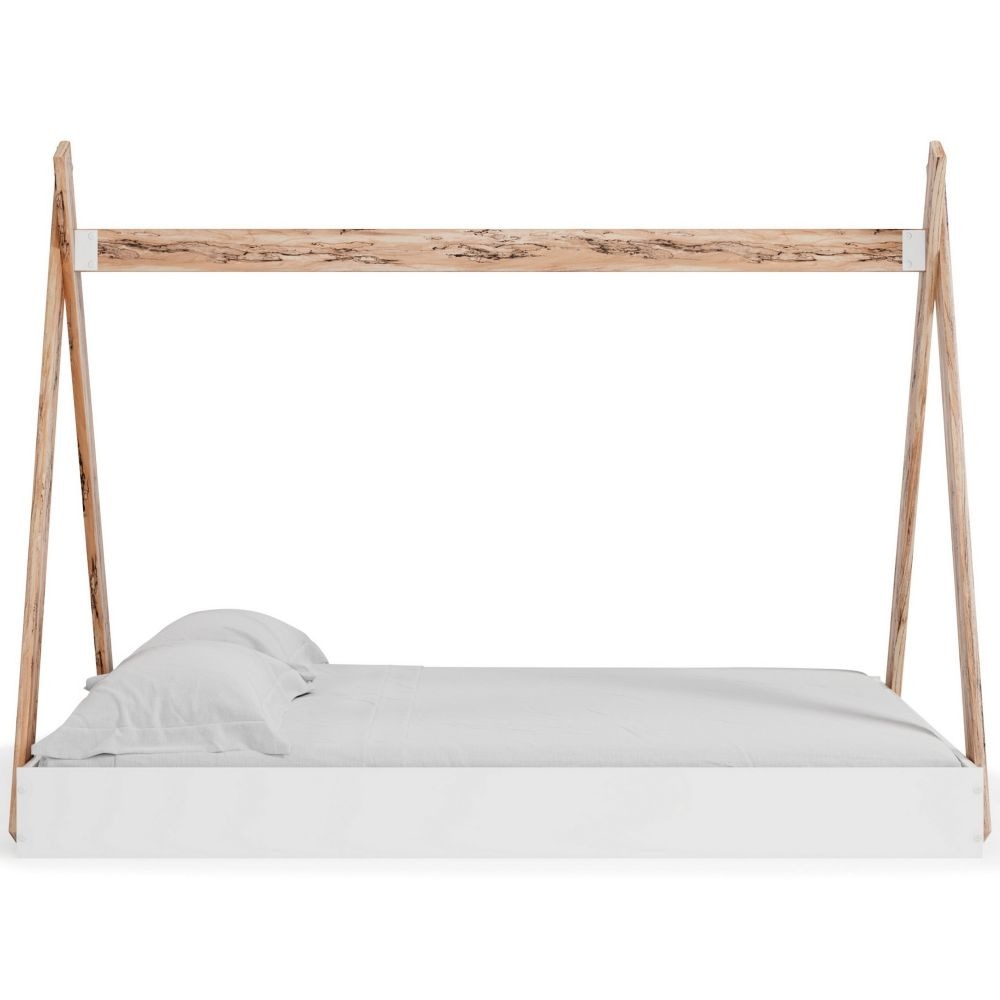 Pipa Modern Full Bed Crossed Wood A Frame Tent Stand Crisp White Base By Casagear Home BM296578