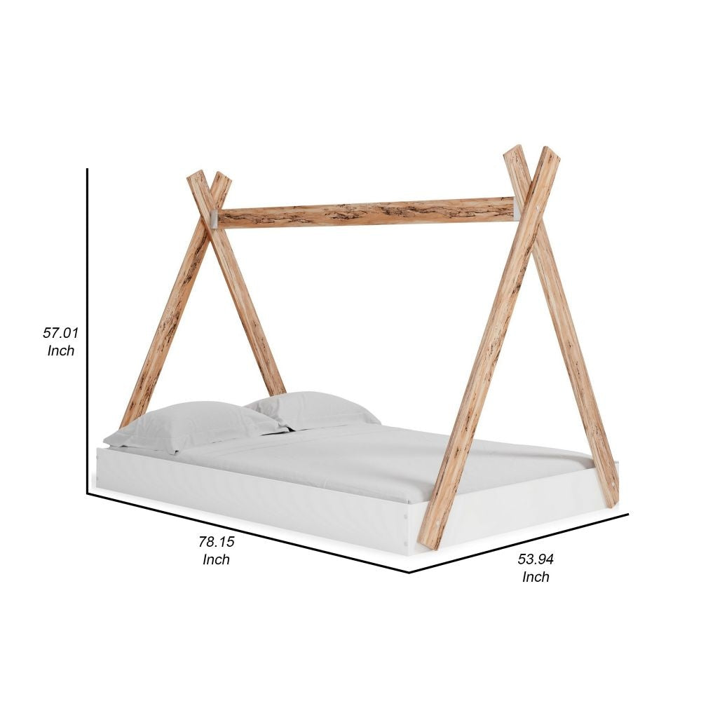 Pipa Modern Full Bed Crossed Wood A Frame Tent Stand Crisp White Base By Casagear Home BM296578