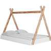 Pipa Modern Full Bed, Crossed Wood A Frame Tent Stand, Crisp White Base By Casagear Home