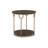 24 Inch Modern Round Side End Table, Espresso Brown Wood, Gold Metal Legs By Casagear Home