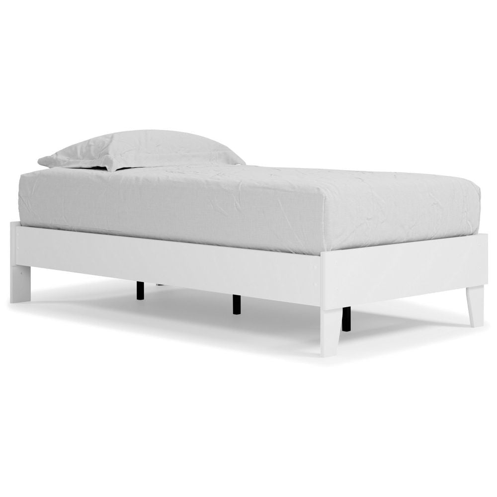 Asher Modern Twin Size Platform Bed, Minimalistic Crisp White Wood Base By Casagear Home