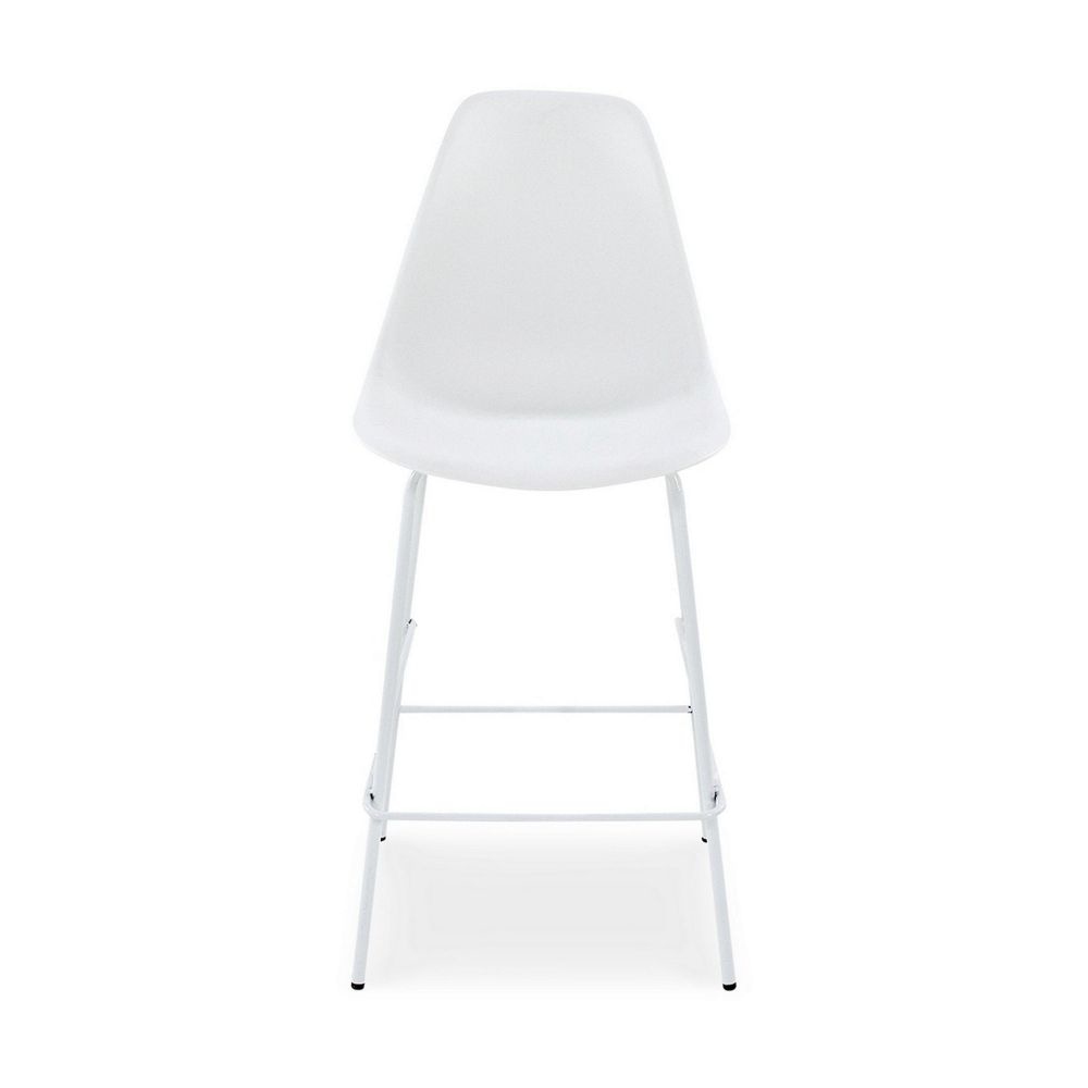 Mira 25 Inch Counter Height Stool Set of 2 Bucket Seat White Metal Frame By Casagear Home BM296603