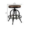 Zane 24 Inch Adjustable Swivel Counter Stool Set of 2 Black Metal Base By Casagear Home BM296620