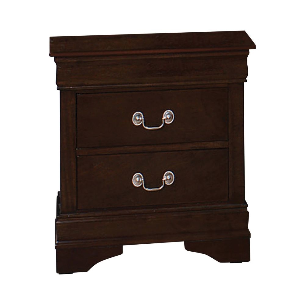 Nim 24 Inch 2 Drawer Nightstand, Classic Bail Handles, Cappuccino Brown By Casagear Home