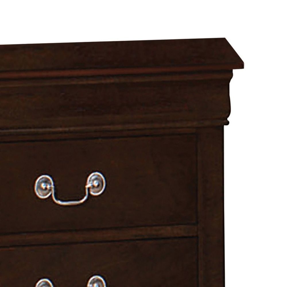 Nim 24 Inch 2 Drawer Nightstand Classic Bail Handles Cappuccino Brown By Casagear Home BM296646