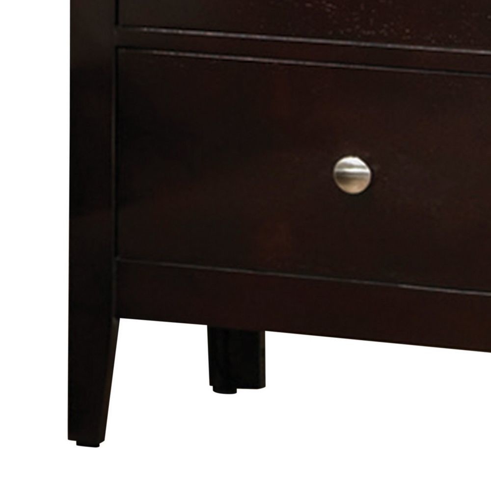 Con 26 Inch Modern 2 Drawer Nightstand Silver Knobs Cappuccino Brown By Casagear Home BM296652