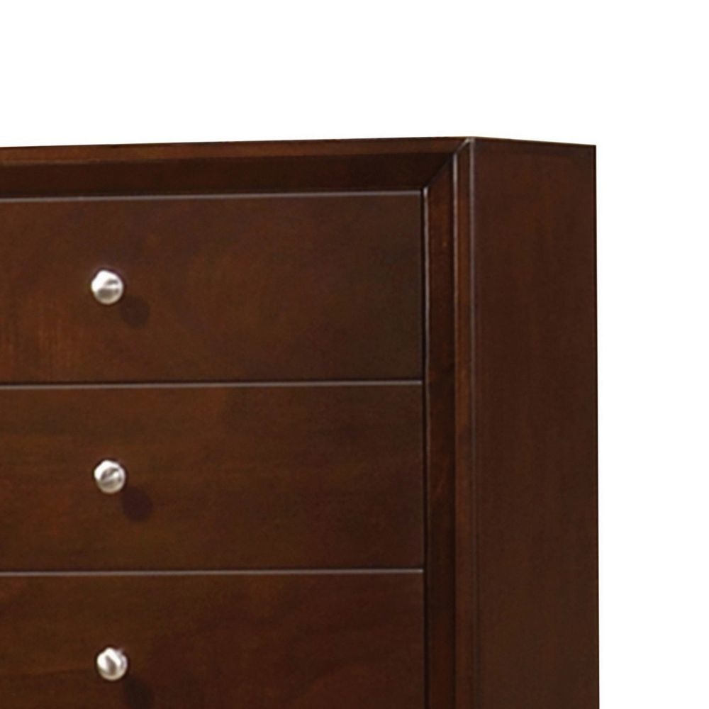 Edw 48 Inch Classic Tall 5 Drawer Dresser Chest Silver Knobs Merlot Brown By Casagear Home BM296657