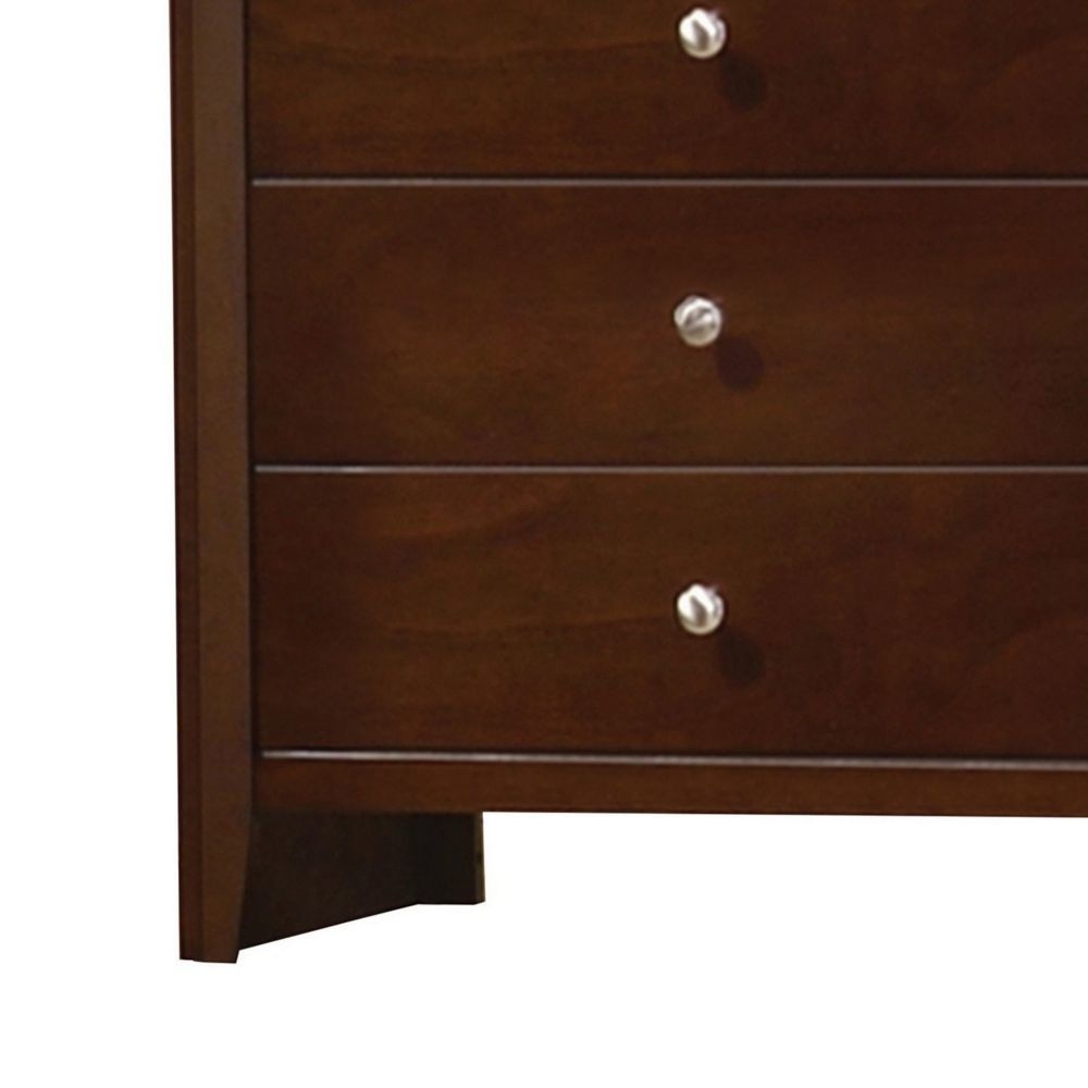 Edw 48 Inch Classic Tall 5 Drawer Dresser Chest Silver Knobs Merlot Brown By Casagear Home BM296657