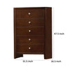 Edw 48 Inch Classic Tall 5 Drawer Dresser Chest Silver Knobs Merlot Brown By Casagear Home BM296657