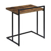 Dey 27 Inch C Shape Side End Table Nutmeg Brown Top Matte Black Base By Casagear Home BM296663