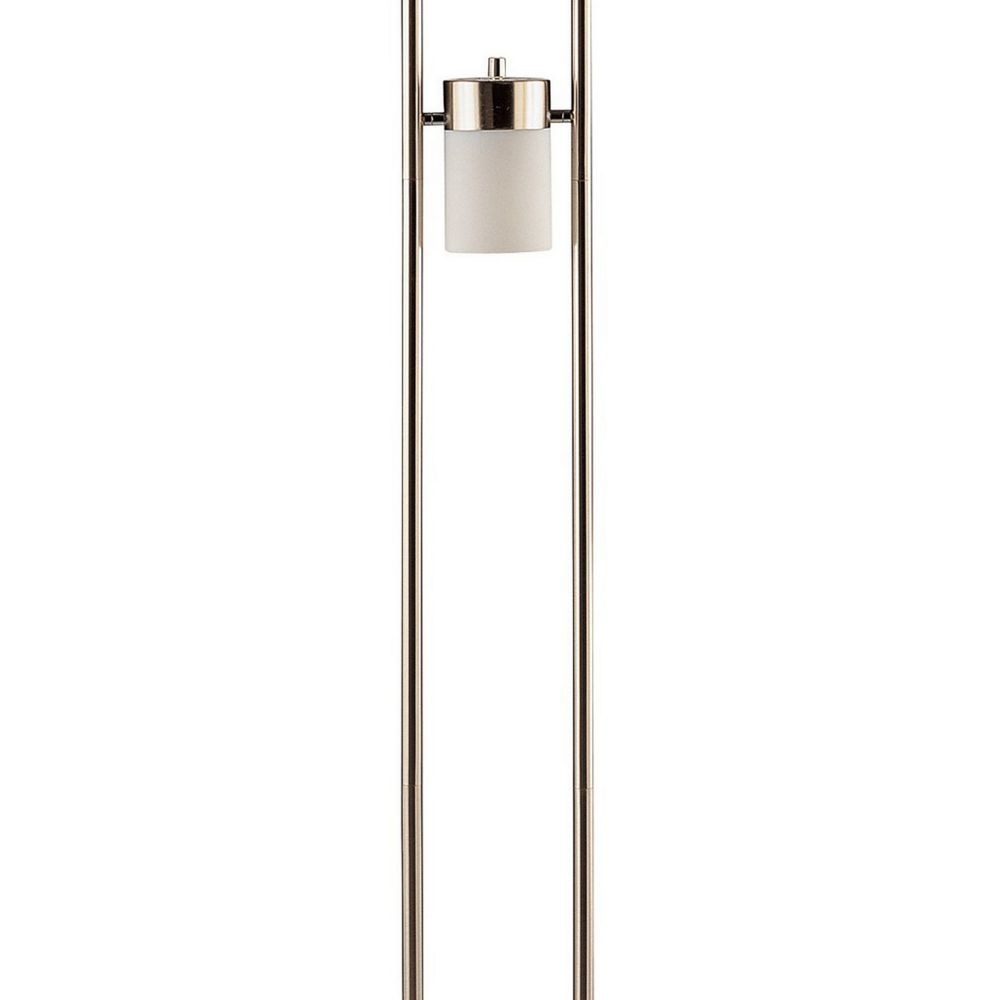 65 Inch Silver Floor Lamp 3 Horizontal Swivel Lights Frosted Glass Shade By Casagear Home BM296666