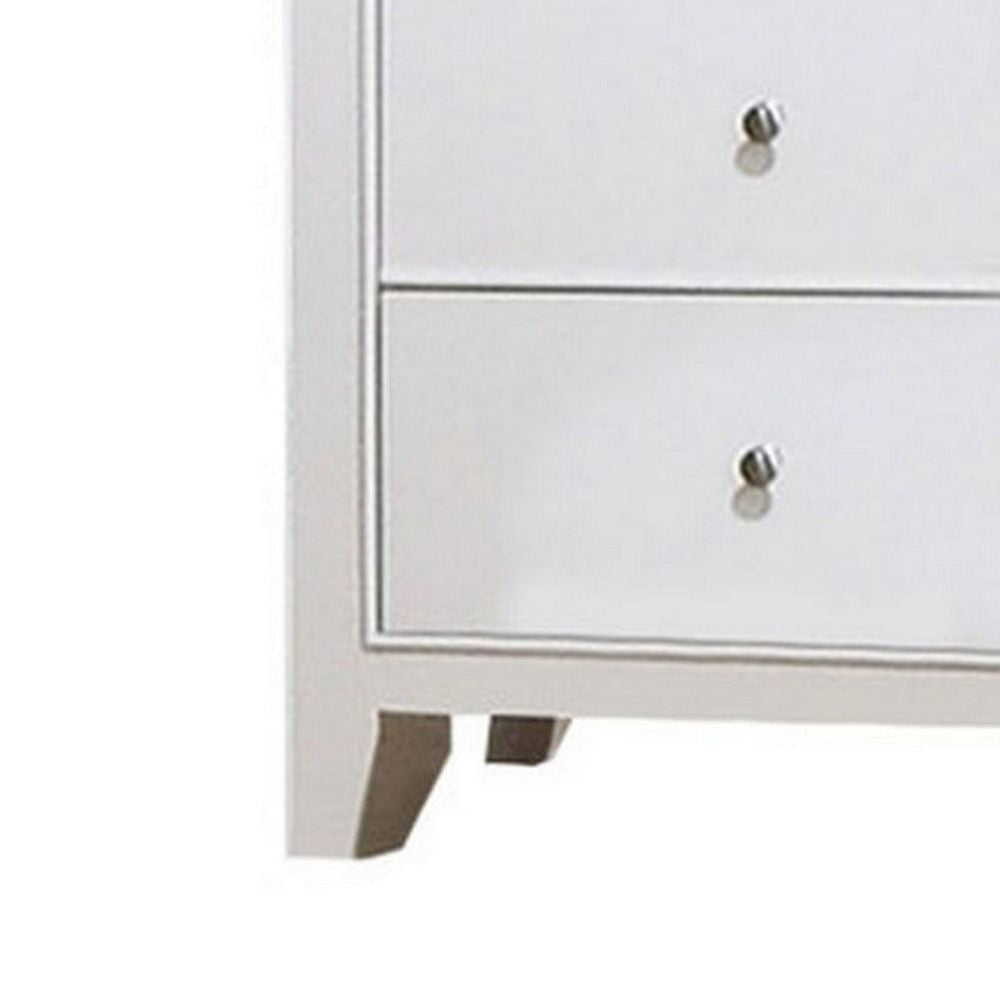 Nee 48 Inch Tall Dresser Chest 5 Drawers with Silver Knobs Matte White By Casagear Home BM296676