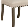 19 Inch Beige Fabric Dining Chair Set of 2 Rustic Brown Nailhead Trim By Casagear Home BM296720