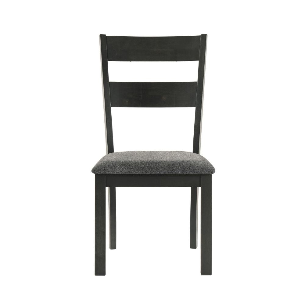 20 Inch Ladderback Dining Chair Set of 2 Gray Fabric Stained Black Frame By Casagear Home BM296721