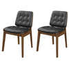 18 Inch Dining Chair, Set of 2, Black Vegan Faux Leather, Tufted Seat  By Casagear Home