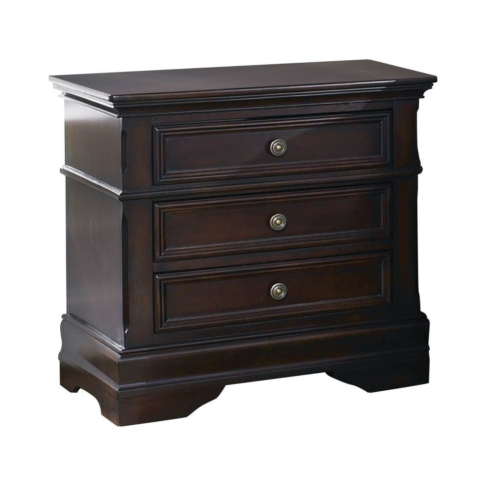 Bee 26 Inch 3 Drawer Nightstand, Felt Lined Top Drawer, Cappuccino Brown By Casagear Home