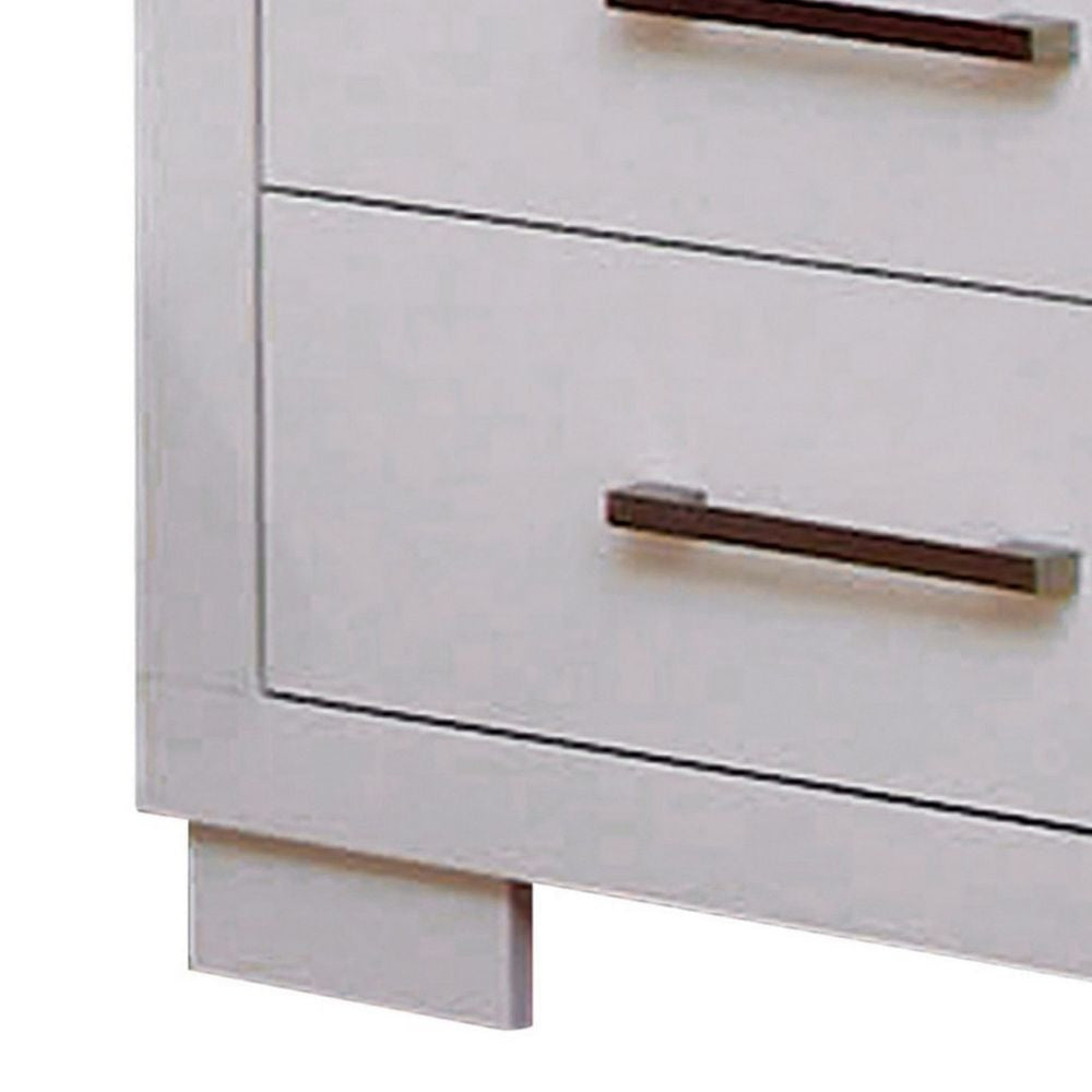 Bela 26 Inch 2 Drawer Nightstand Felt Lined Silver Handles Crisp White By Casagear Home BM296751