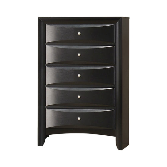 Ica 49 Inch Tall Dresser Chest, 5 Chambered Drawers, Felt Lined, Black By Casagear Home