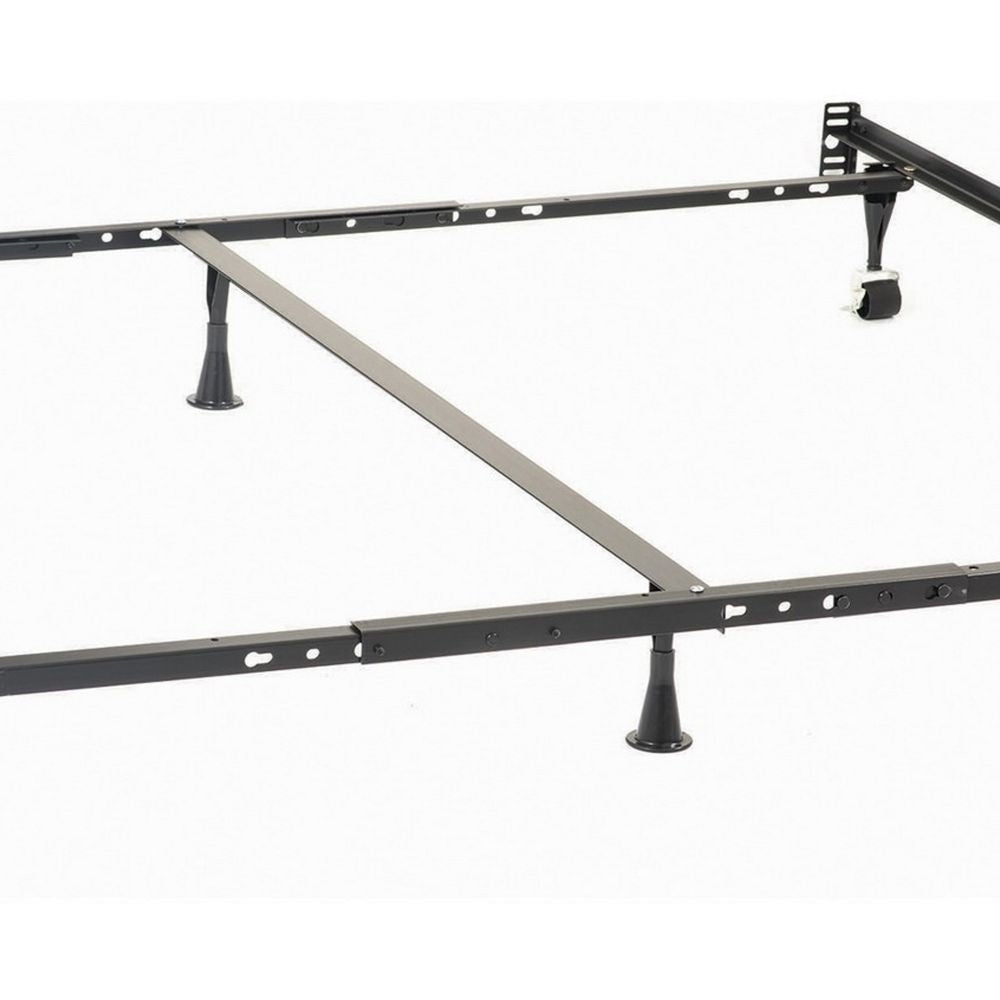 Akz Multisize Bed Frame for Q K CK Six Metal Legs Rolling Caster Wheels By Casagear Home BM296773