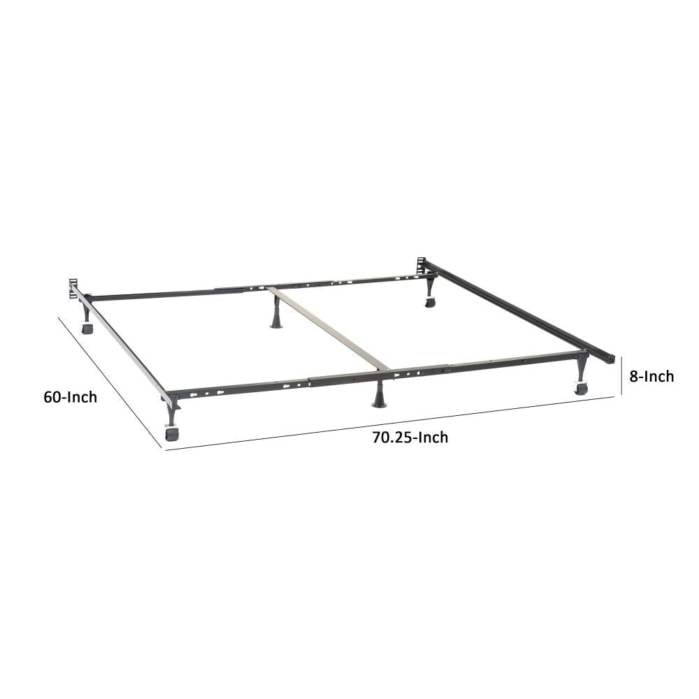 Akz Multisize Bed Frame for Q K CK Six Metal Legs Rolling Caster Wheels By Casagear Home BM296773