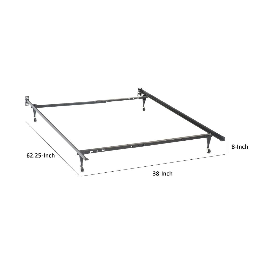 Nit Multisize Metal Bed Frame Twin or Full Size Caster Wheels Black By Casagear Home BM296774