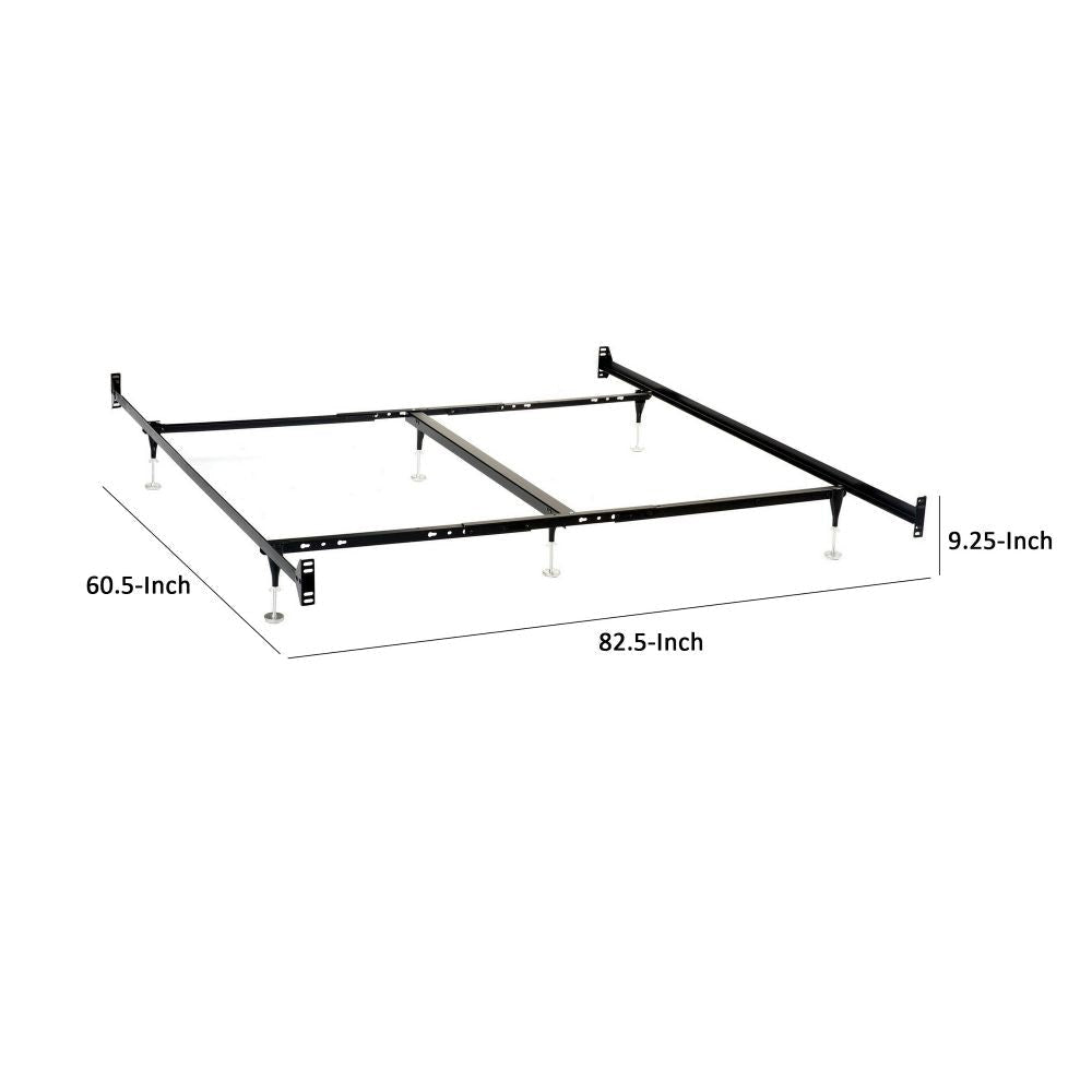 Bed Frame Queen or King 6 Metal Legs with Adjustable Glides Matte Black By Casagear Home BM296775