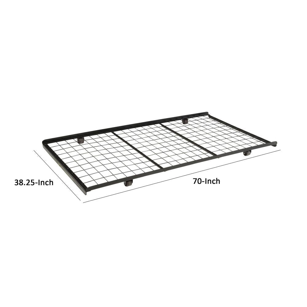 Twin Trundle Bed Frame Rolling Caster Wheels Sturdy Gridlike Frame Black By Casagear Home BM296778