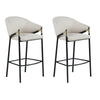 Fil 30 Inch Sloped Arm Barstools, Set of 2, Padded Curved Back, Beige Linen By Casagear Home