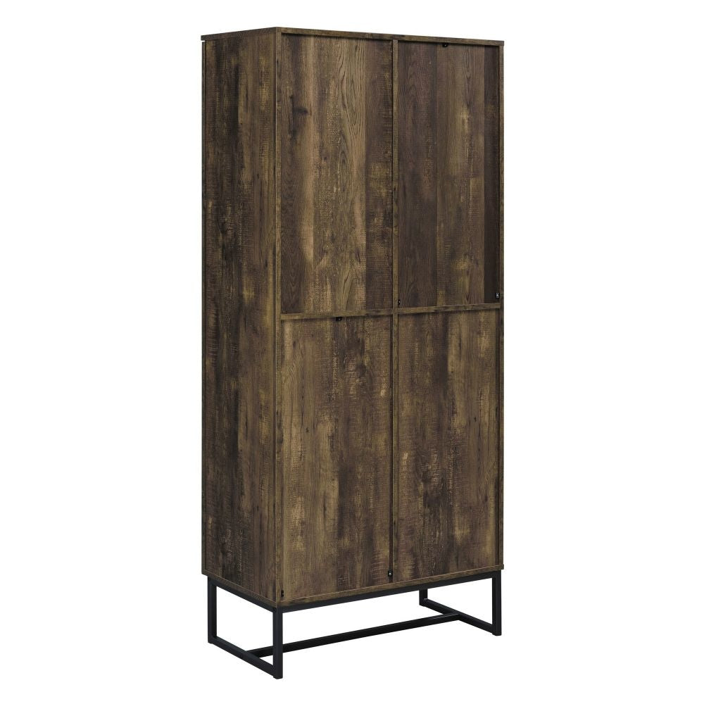 Akk 71 Inch 2 Door Tall Wardrobe Cabinet Sled Legs Chevron Wood Brown By Casagear Home BM296783