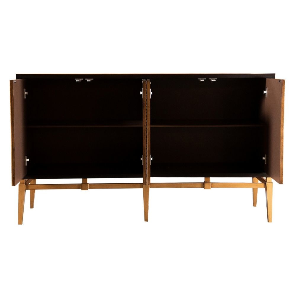 Col 60 Inch 4 Door Sideboard Cabinet Console Vintage Gold Brown Black By Casagear Home BM296786