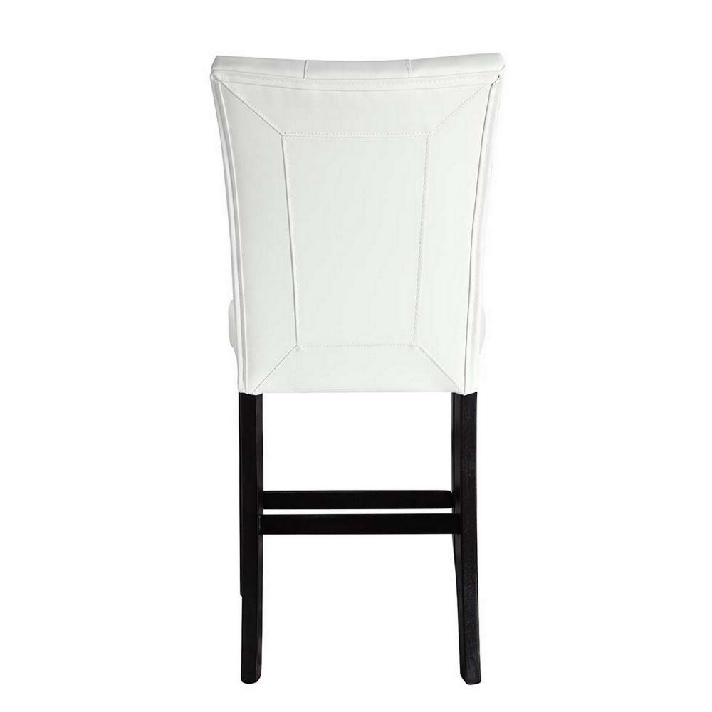 Nok 25 Inch Counter Chair Set of 2 Button Tufted Back White Black By Casagear Home BM296875