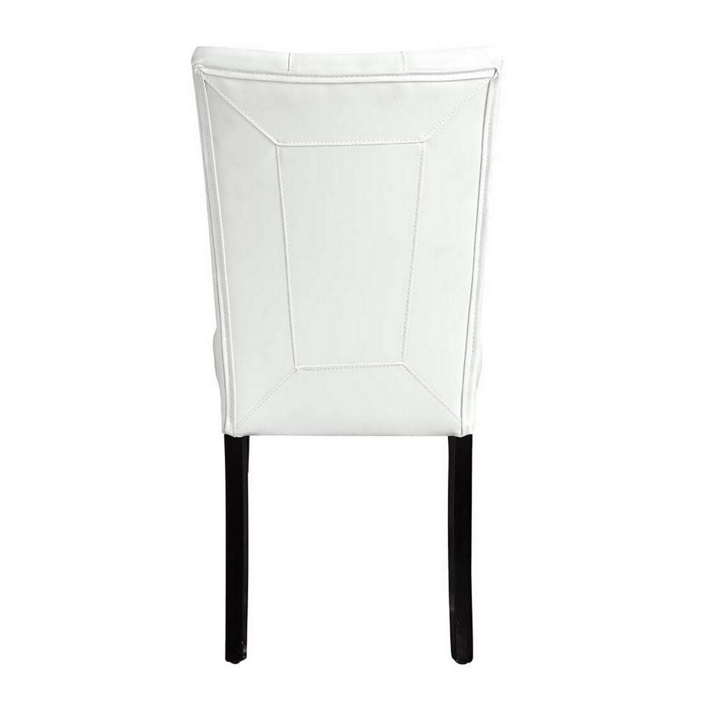 Nok Wood Dining Chairs Set of 2 Button Tufted Back White Black By Casagear Home BM296877