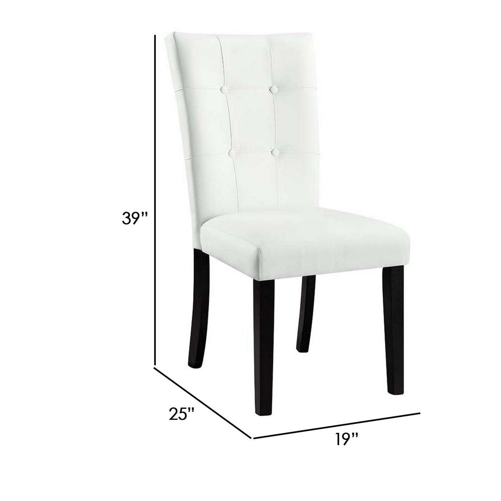 Nok Wood Dining Chairs Set of 2 Button Tufted Back White Black By Casagear Home BM296877