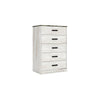 Wisp 46 Inch Tall Dresser Chest, 5 Drawers, Rustic Smooth White Finish By Casagear Home