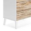 Asher 51 Inch Contemporary 5 Drawer Tall Dresser Chest White and Brown By Casagear Home BM296898