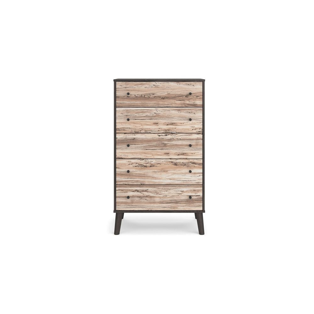 Asher 51 Inch Modern Tall Dresser Chest 5 Drawers Gray and Natural Brown By Casagear Home BM296902