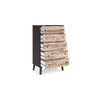 Asher 51 Inch Modern Tall Dresser Chest 5 Drawers Gray and Natural Brown By Casagear Home BM296902