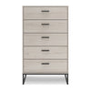 Zed 51 Inch 5 Drawer Chest Natural Beige Wood Frame Black Metal Base By Casagear Home BM296908