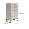 Zed 51 Inch 5 Drawer Chest Natural Beige Wood Frame Black Metal Base By Casagear Home BM296908