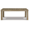 48 Inch Cocktail Coffee Table Natural Brown Wood Slatted Style Surface By Casagear Home BM296912