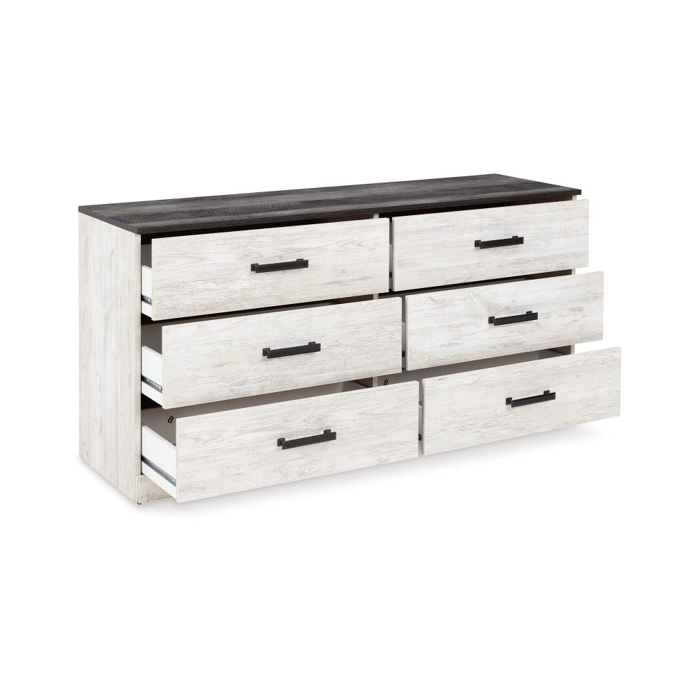 Wisp 59 Inch Wood Dresser 6 Gliding Drawers Rustic Crisp White Finish By Casagear Home BM296921