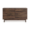 Kip 59 Inch Modern Dresser Brown Wood Frame 6 Drawers Gold Metal Handles By Casagear Home BM296946