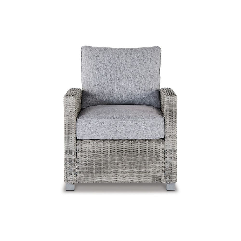 Dune 24 Inch Lounge Chair Outdoor Gray Resin Wicker Polyester Upholstery By Casagear Home BM296992