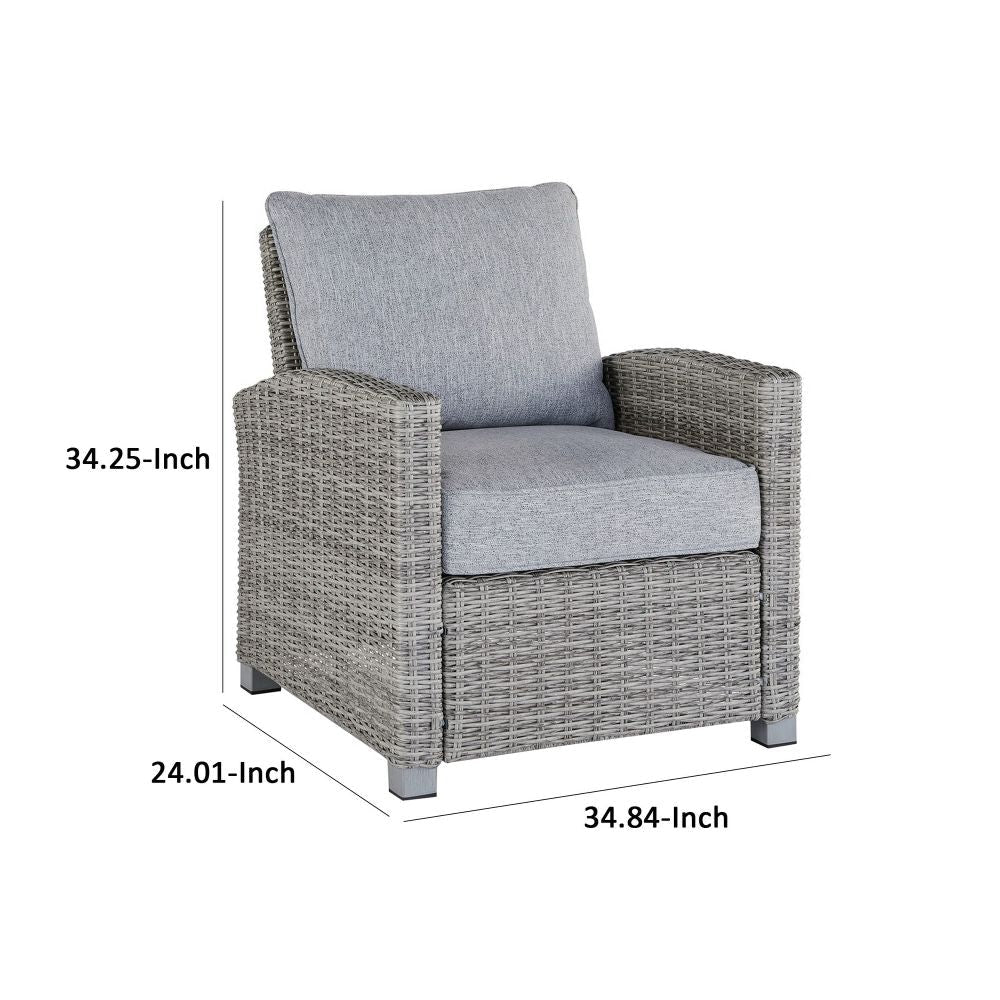 Dune 24 Inch Lounge Chair Outdoor Gray Resin Wicker Polyester Upholstery By Casagear Home BM296992